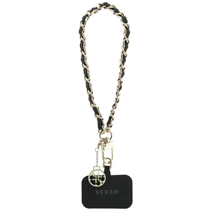 Guess GUOUCHSAMC4K Universal Hand Strap Case - Black Saffiano Chain 4G Charm