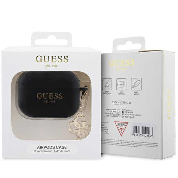 Guess GUAP2LECG4K case for AirPods Pro 2 cover - black Liquid Silicone Glitter Triangle Charm
