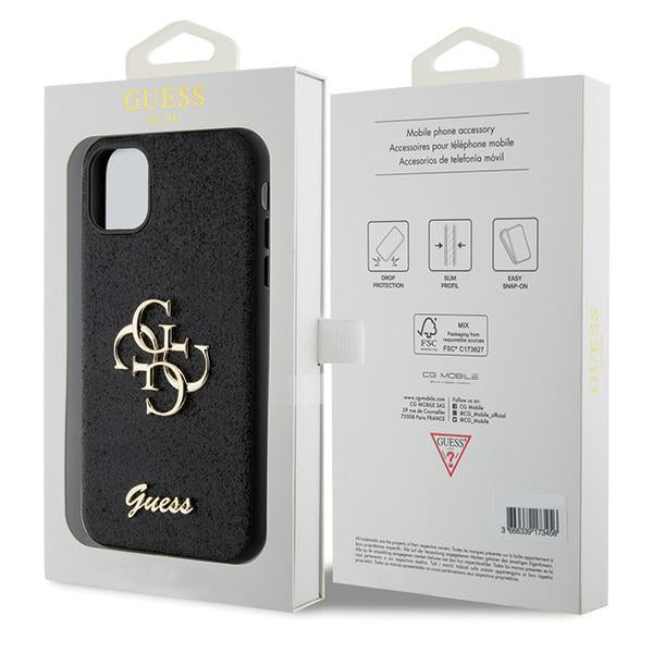 Guess GUHCN61HG4SGK case for iPhone 11 / Xr - black Glitter Script Big 4G