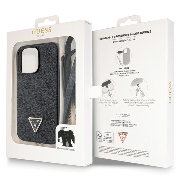Guess GUHCP13LP4TDSCPK Case for iPhone 13 Pro / 13 - Black Crossbody 4G Metal Logo