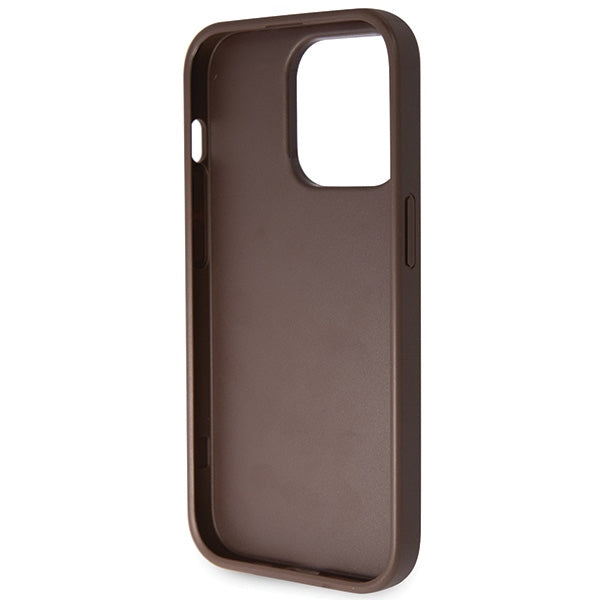 Guess GUHCP14LP4TDSCPW case for iPhone 14 Pro - brown Crossbody 4G Metal Logo