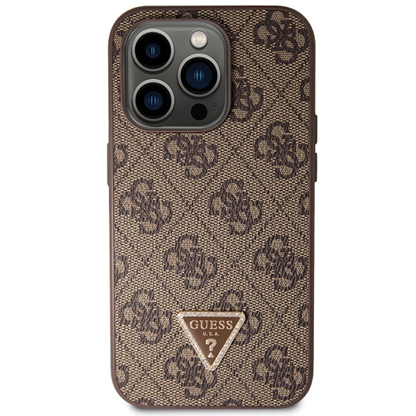 Guess GUHCP14LP4TDSCPW case for iPhone 14 Pro - brown Crossbody 4G Metal Logo