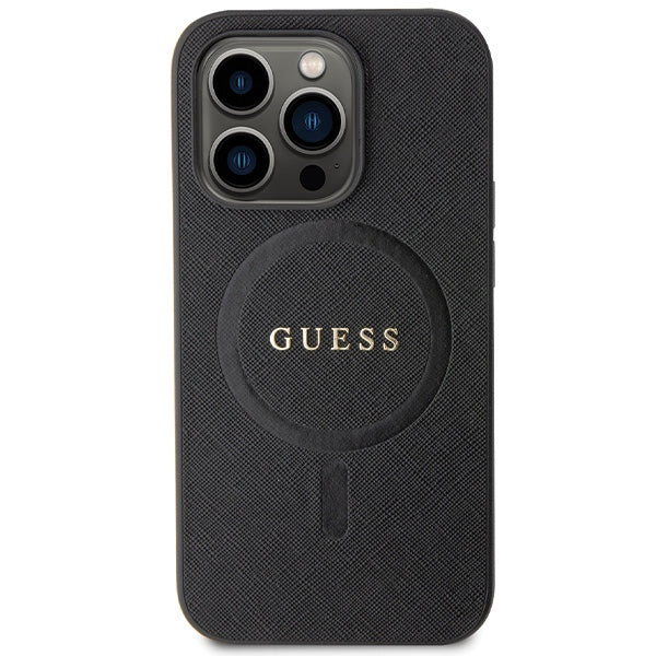 Guess GUHMP14LPSAHMCK case for iPhone 14 Pro - black Saffiano MagSafe