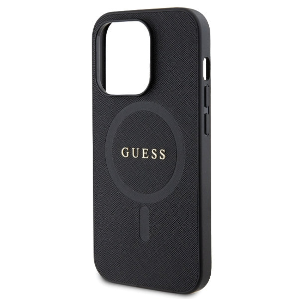 Guess GUHMP14LPSAHMCK case for iPhone 14 Pro - black Saffiano MagSafe