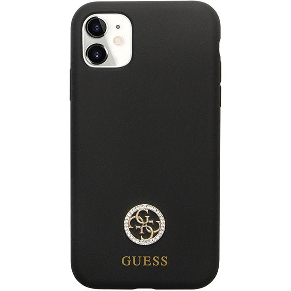 Guess GUHCN614DGPK Case for iPhone 11 / Xr - Black Silicone Logo Strass 4G