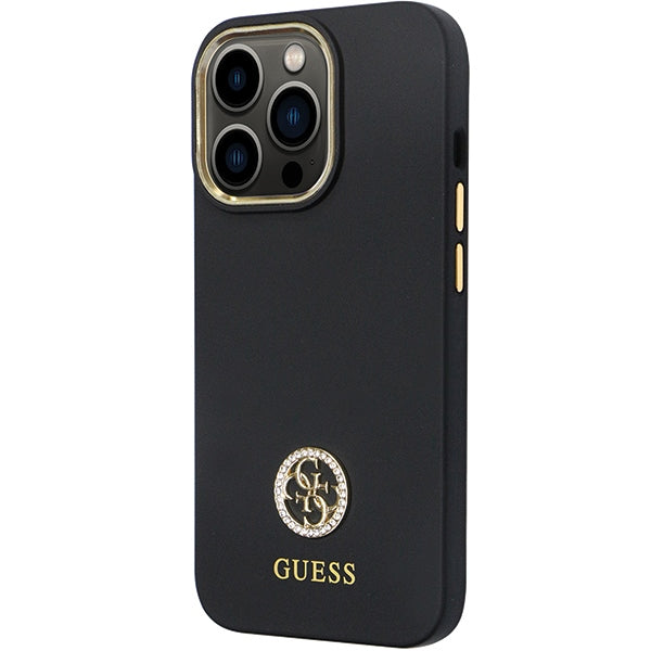 Guess GUHCP13LM4DGPK case for iPhone 13 Pro / 13 - black Silicone Logo Strass 4G