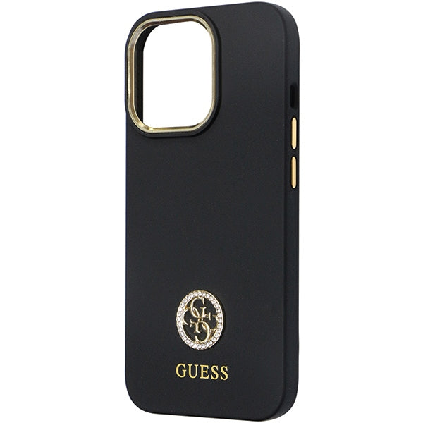 Guess GUHCP13LM4DGPK case for iPhone 13 Pro / 13 - black Silicone Logo Strass 4G
