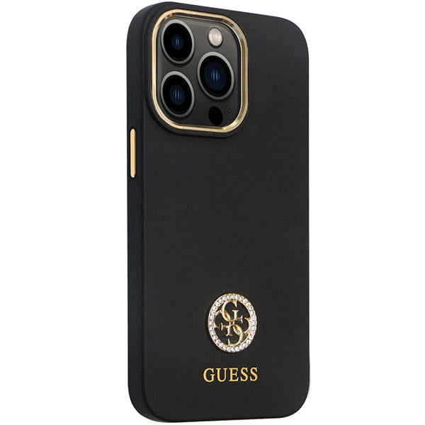 Guess GUHCP13LM4DGPK case for iPhone 13 Pro / 13 - black Silicone Logo Strass 4G