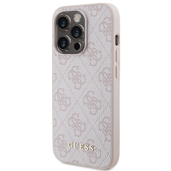 Guess 4G Metal Gold Logo case for iPhone 15 Pro - pink