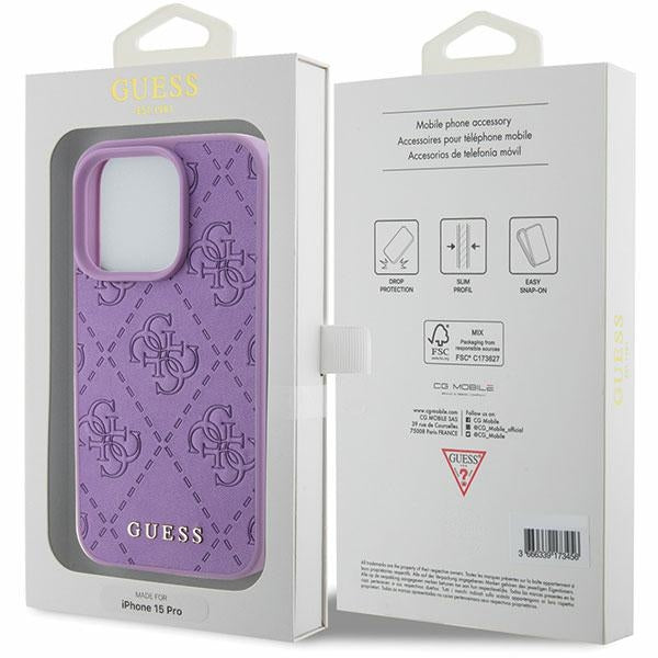 Guess Leather 4G Stamped case for iPhone 15 Pro - purple