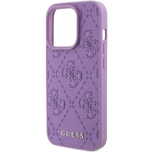 Guess Leather 4G Stamped case for iPhone 15 Pro - purple