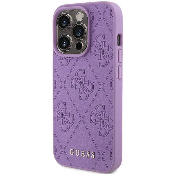 Guess Leather 4G Stamped case for iPhone 15 Pro - purple