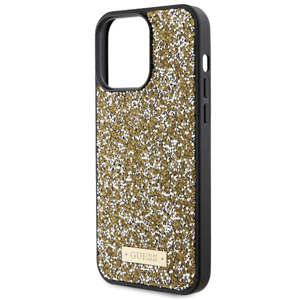 Guess Rhinestone Metal Logo case for iPhone 15 Pro - yellow