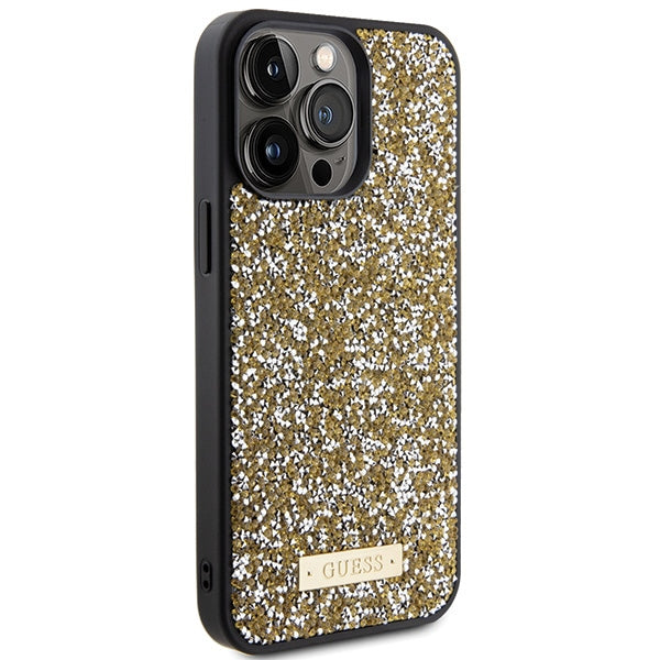 Guess Rhinestone Metal Logo case for iPhone 15 Pro - yellow
