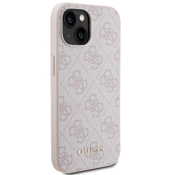 Guess 4G Metal Gold Logo case for iPhone 15 - pink