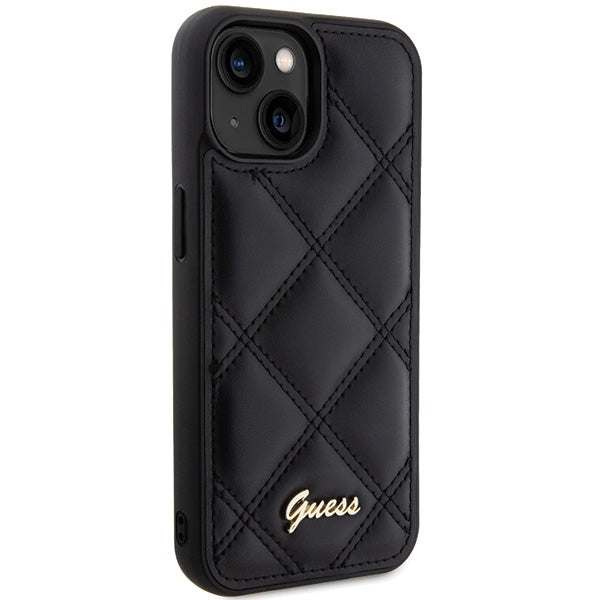 Guess Quilted Metal Logo case for iPhone 15 - black