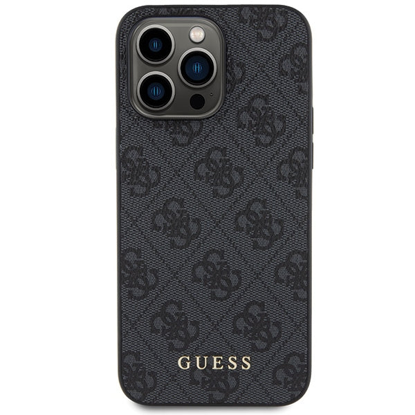 Guess 4G Metal Gold Logo iPhone 15 Pro Max Case - Gray