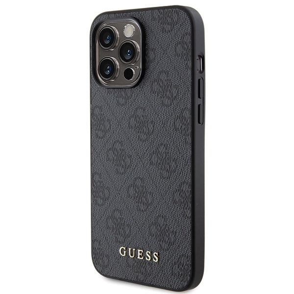 Guess 4G Metal Gold Logo iPhone 15 Pro Max Case - Gray