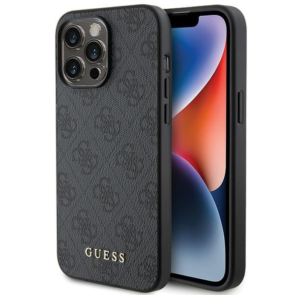 Guess 4G Metal Gold Logo iPhone 15 Pro Max Case - Gray