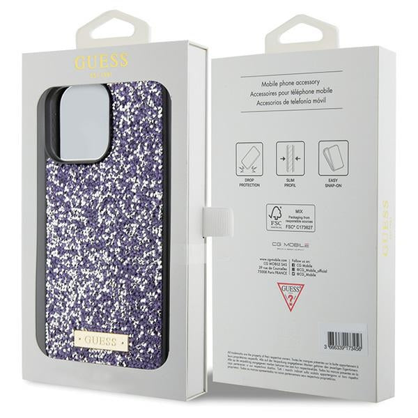 Guess Rhinestone Metal Logo case for iPhone 15 Pro Max - pink