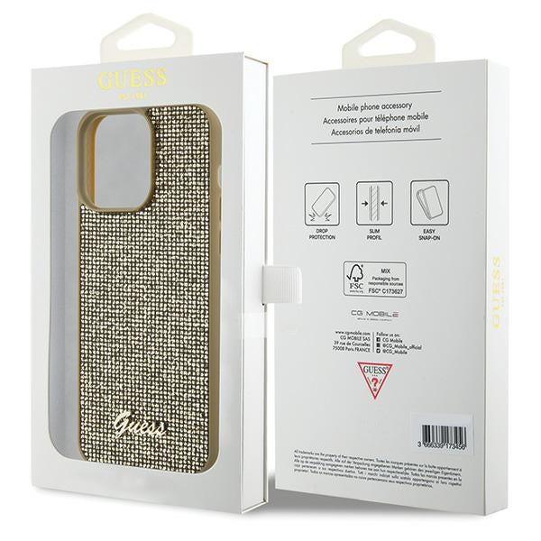 Guess Disco Metal Script case for iPhone 15 Pro Max - gold