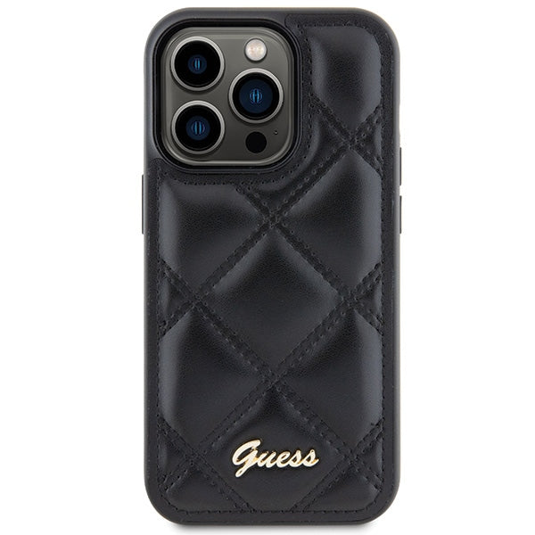 Guess Quilted Metal Logo case for iPhone 15 Pro Max - black