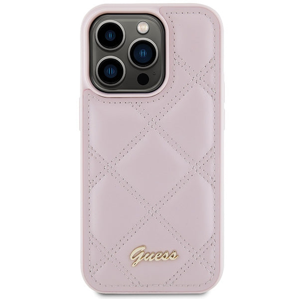 Guess Quilted Metal Logo case for iPhone 15 Pro Max - pink