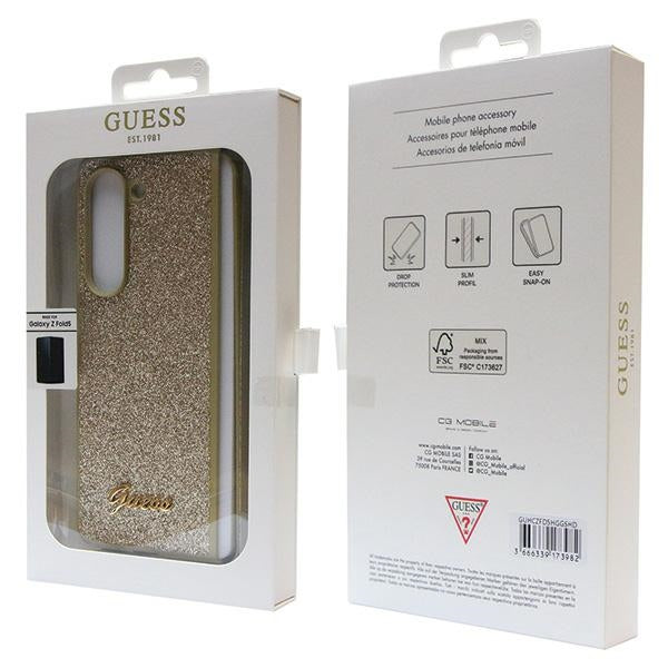 Guess Glitter Script case for Samsung Galaxy Z Fold 5 - gold