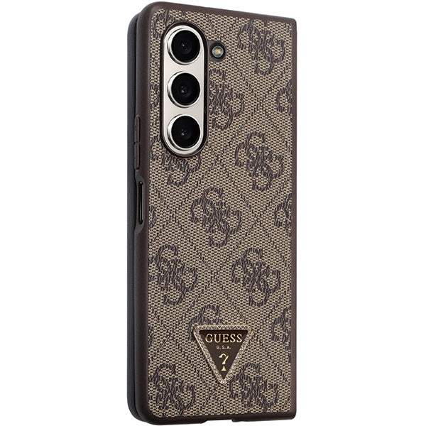 Guess Leather 4G Triangle Strass case for Samsung Galaxy Z Fold 5 - brown