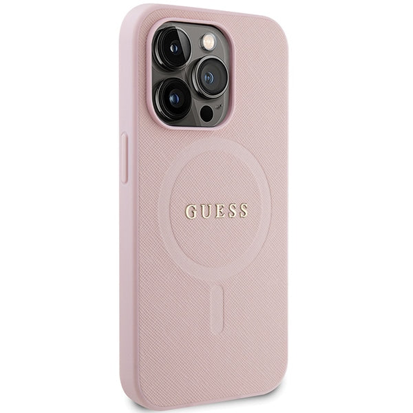 Guess GUHMP13LPSAHMCP case for iPhone 13 Pro / 13 - pink Saffiano MagSafe