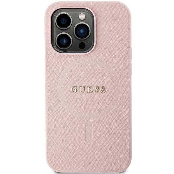 Guess GUHMP14LPSAHMCP case for iPhone 14 Pro - pink Saffiano MagSafe