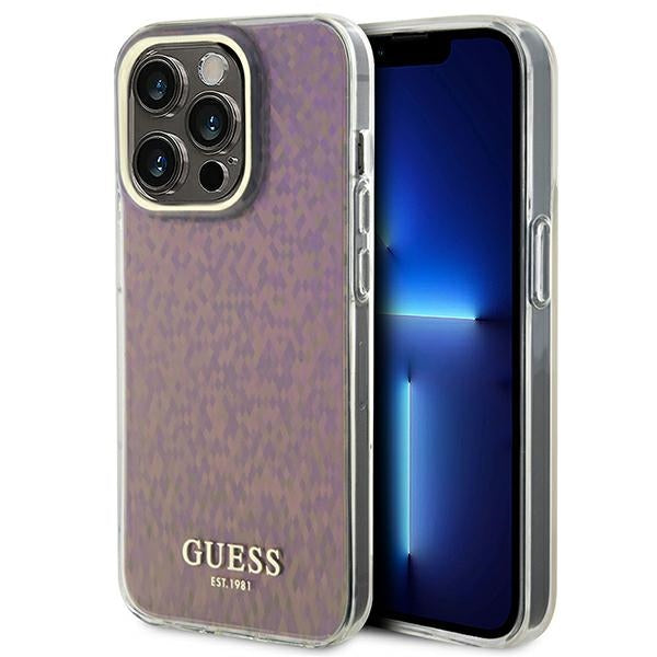 Guess GUHCP15LHDECMP iPhone 15 Pro 6.1" pink/pink hardcase IML Faceted Mirror Disco Iridescent
