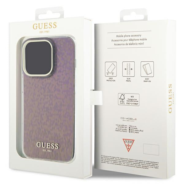 Guess GUHCP15LHDECMP iPhone 15 Pro 6.1" pink/pink hardcase IML Faceted Mirror Disco Iridescent