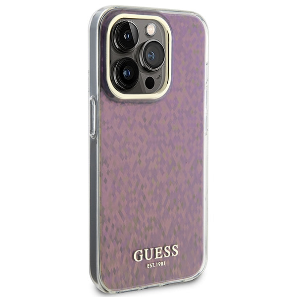 Guess GUHCP15LHDECMP iPhone 15 Pro 6.1" pink/pink hardcase IML Faceted Mirror Disco Iridescent