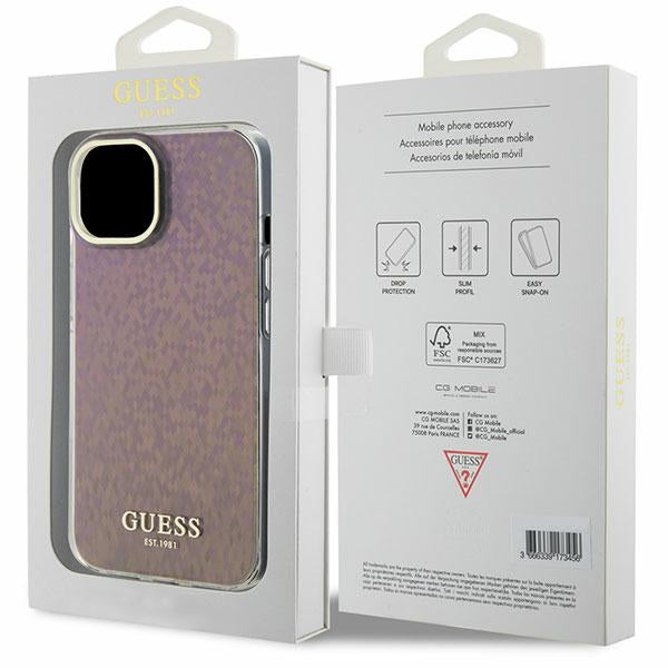 Guess GUHCP15SHDECMP iPhone 15 6.1" pink/pink hardcase IML Faceted Mirror Disco Iridescent