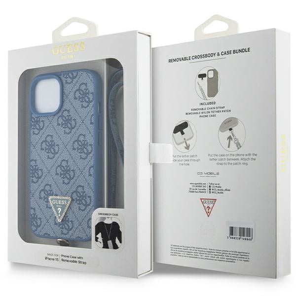 Guess GUHCP15SP4TDSCPB iPhone 15 6.1" blue/blue hardcase Crossbody 4G Metal Logo