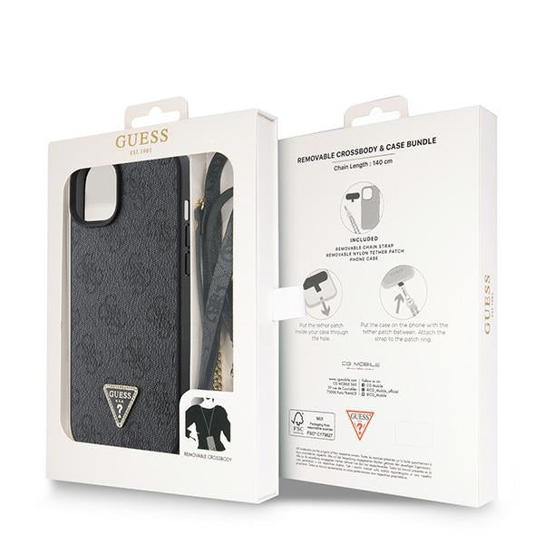 Guess GUHCP15SP4TDSCPK iPhone 15 6.1" black/black hardcase Crossbody 4G Metal Logo