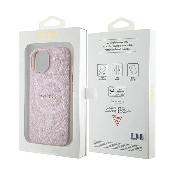 Guess GUHMP15SPSAHMCP iPhone 15 6.1" pink/pink hardcase Saffiano MagSafe