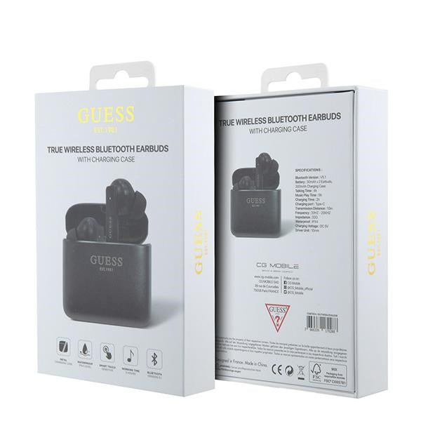 Guess Bluetooth headphones GUTWSSU20ALEGK TWS + docking station black/black Printed Logo