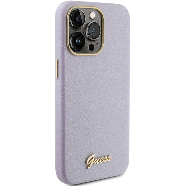 Guess Glitter Glossy Script case for iPhone 15 Pro - lilac