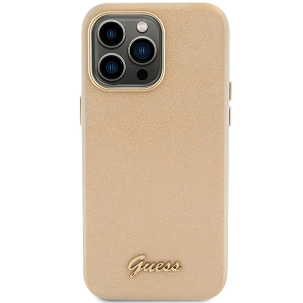 Guess Glitter Glossy Script case for iPhone 15 Pro Max - gold