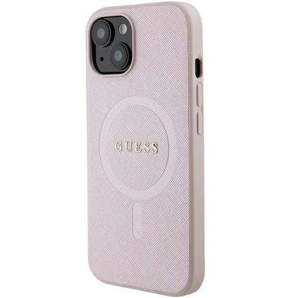Guess Saffiano MagSafe case for iPhone 15 Plus - pink