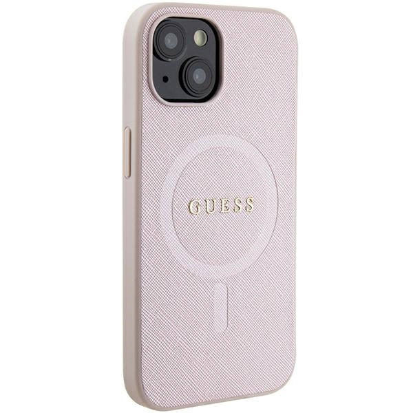 Guess Saffiano MagSafe case for iPhone 15 Plus - pink