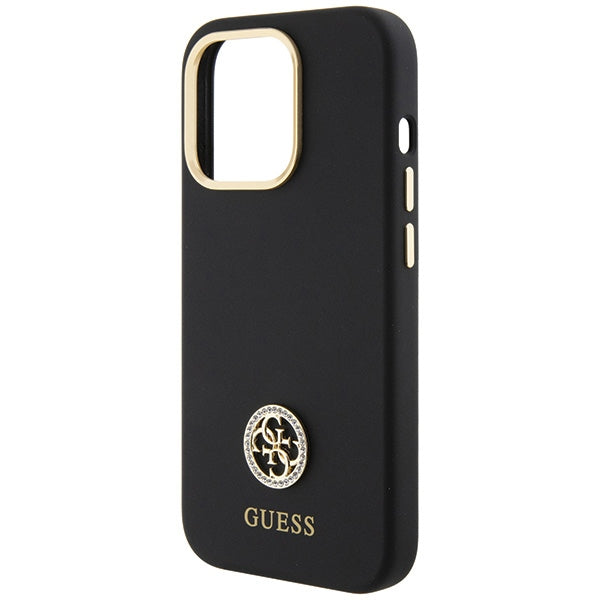 Guess Silicone Logo Strass 4G case for iPhone 15 Pro Max - black