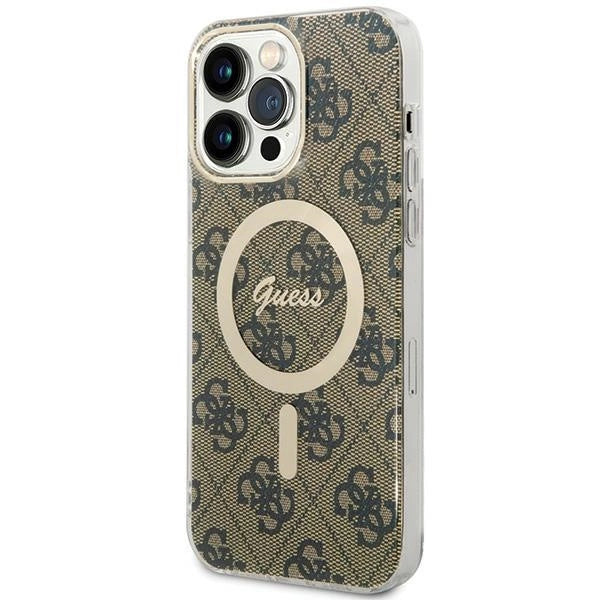 Guess IML 4G MagSafe Case for iPhone 15 Pro Max - Brown