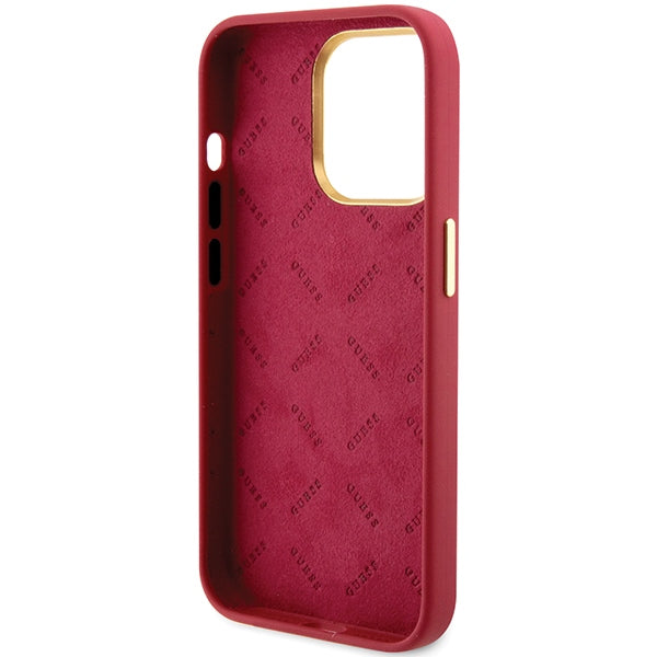 Guess Silicone Script Metal Logo & Frame case for iPhone 15 Pro - red