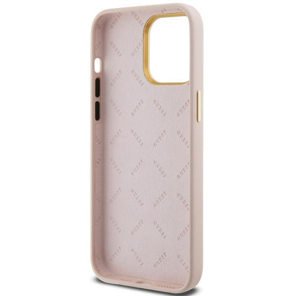 Guess Silicone Script Metal Logo &amp; Frame case for iPhone 15 Pro Max - pink