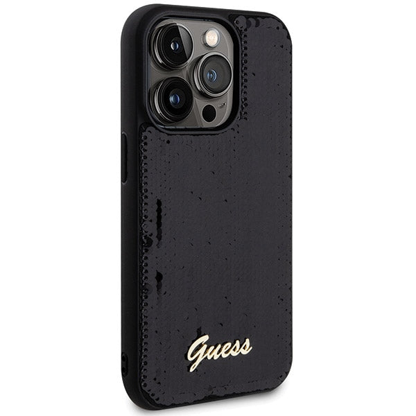 Guess Sequin Script Metal case for iPhone 13 Pro / 13 - black