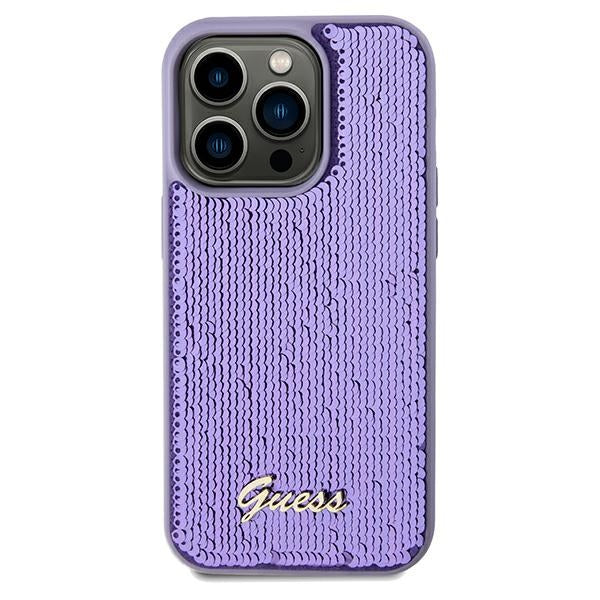 Guess Sequin Script Metal case for iPhone 13 Pro Max - purple