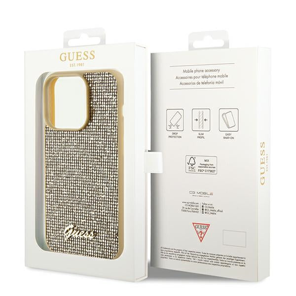 Guess Disco Metal Script case for iPhone 14 Pro - gold